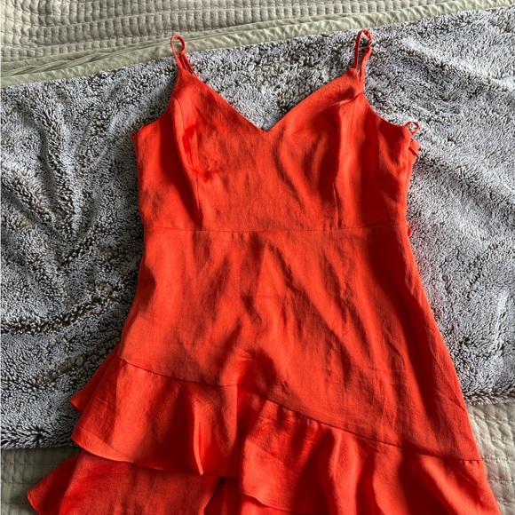 Express Orange Ruffle Jumpsuit - Picture 2 of 2